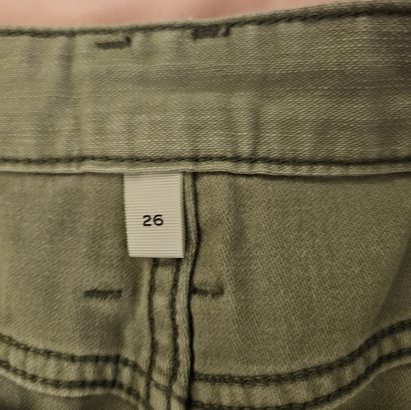 Frame  Mini Skirt Cargo Mix in Canteburry Two Tone Denim &‎ Green Skirt Size 26 - Picture 3 of 5